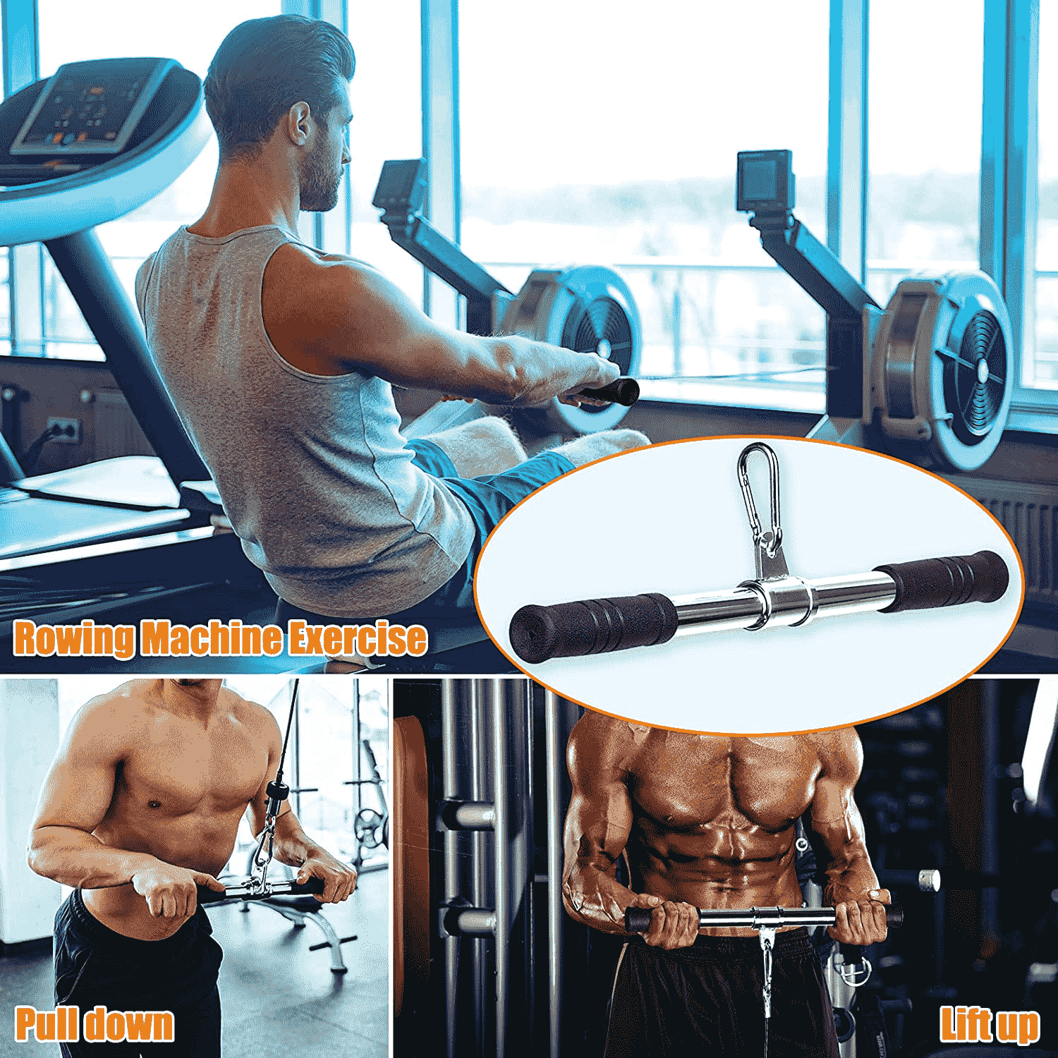 Barra de Tracción para Polea – Ejercicios de Tríceps y Bíceps | Acero Inoxidable | Alpha Gym Store