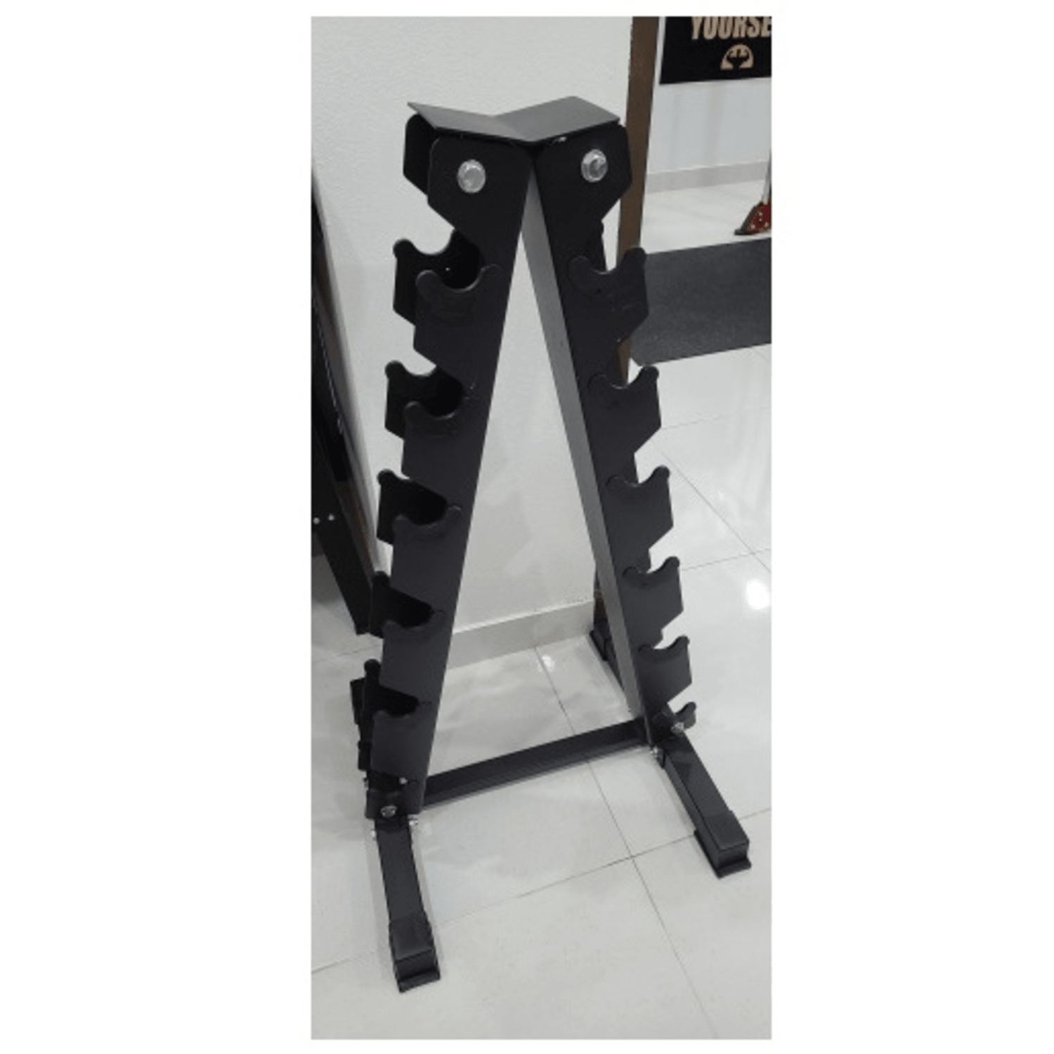 Soporte de mancuernas rack triangular para pesas 6 pares