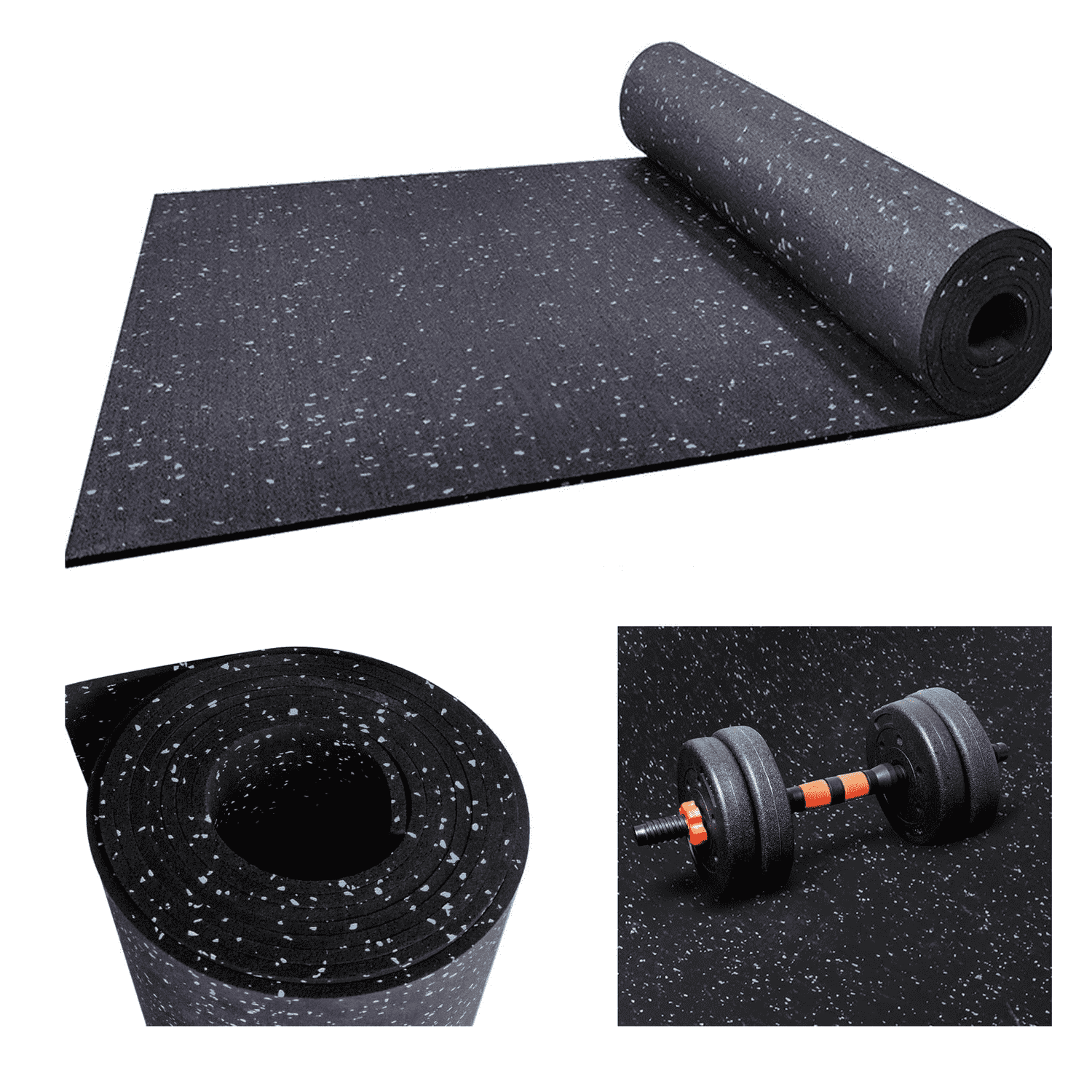 Piso de caucho para gimnasio Rollo de caucho de 6 mm antideslizante de alto transito y ecológica para gimnasio en casa o profesional