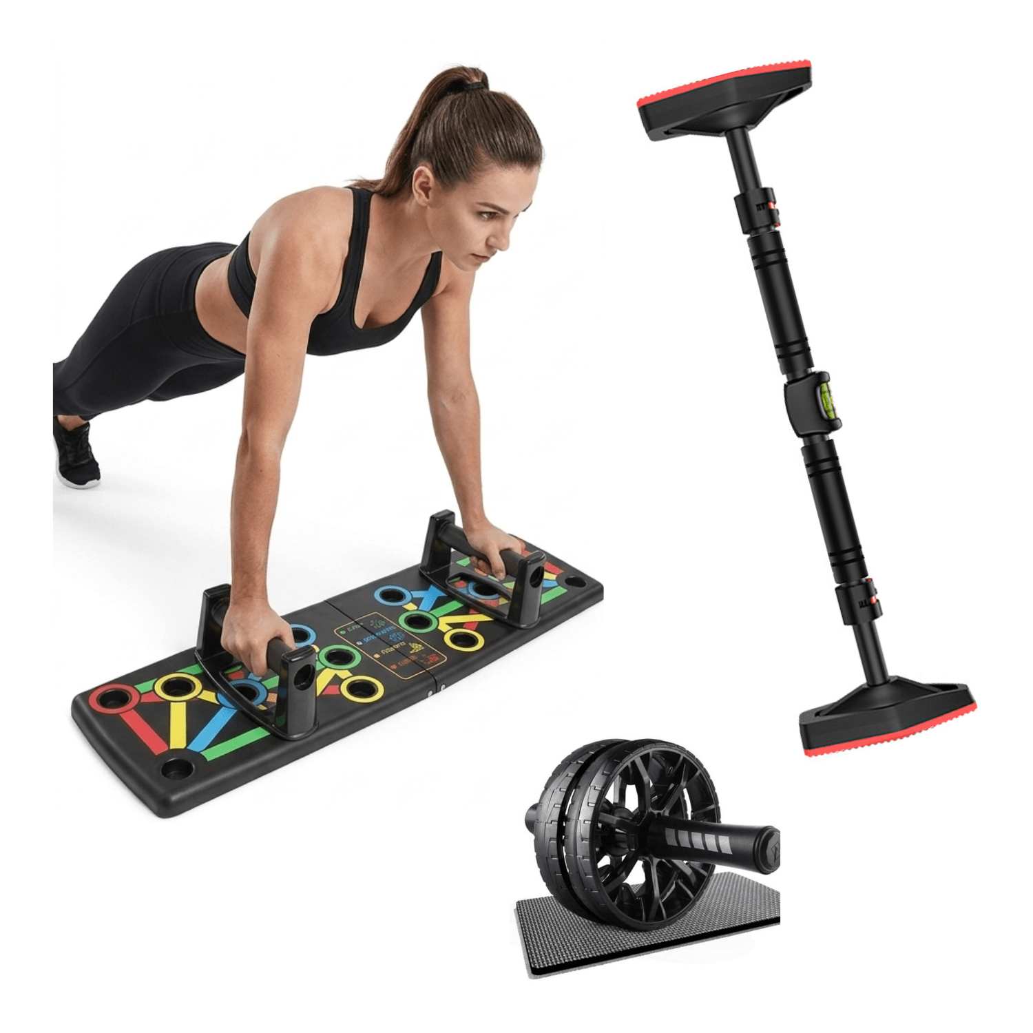 Kit Entrenamiento en Casa 3 en 1: Barra de Dominadas PRO + Push Up Board + Rueda Abdominal PRO - Imagen 3