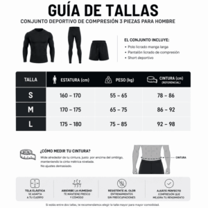 Conjunto Deportivo Hombre 3 Piezas: Polo ML Compresión + Short + Pantalón Licrado