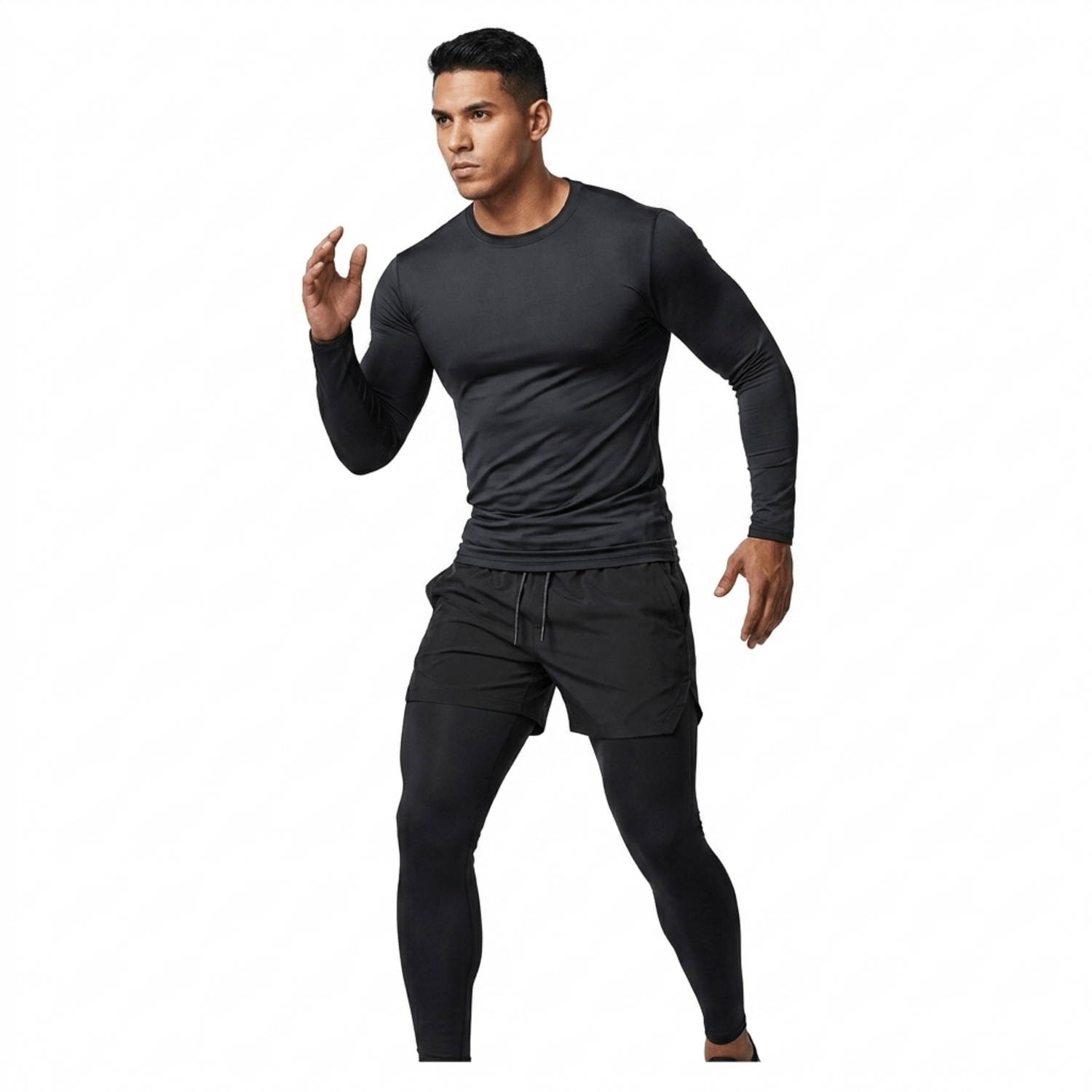 Conjunto Deportivo Hombre 3 Piezas: Polo ML Compresión + Short + Pantalón Licrado - Imagen 5
