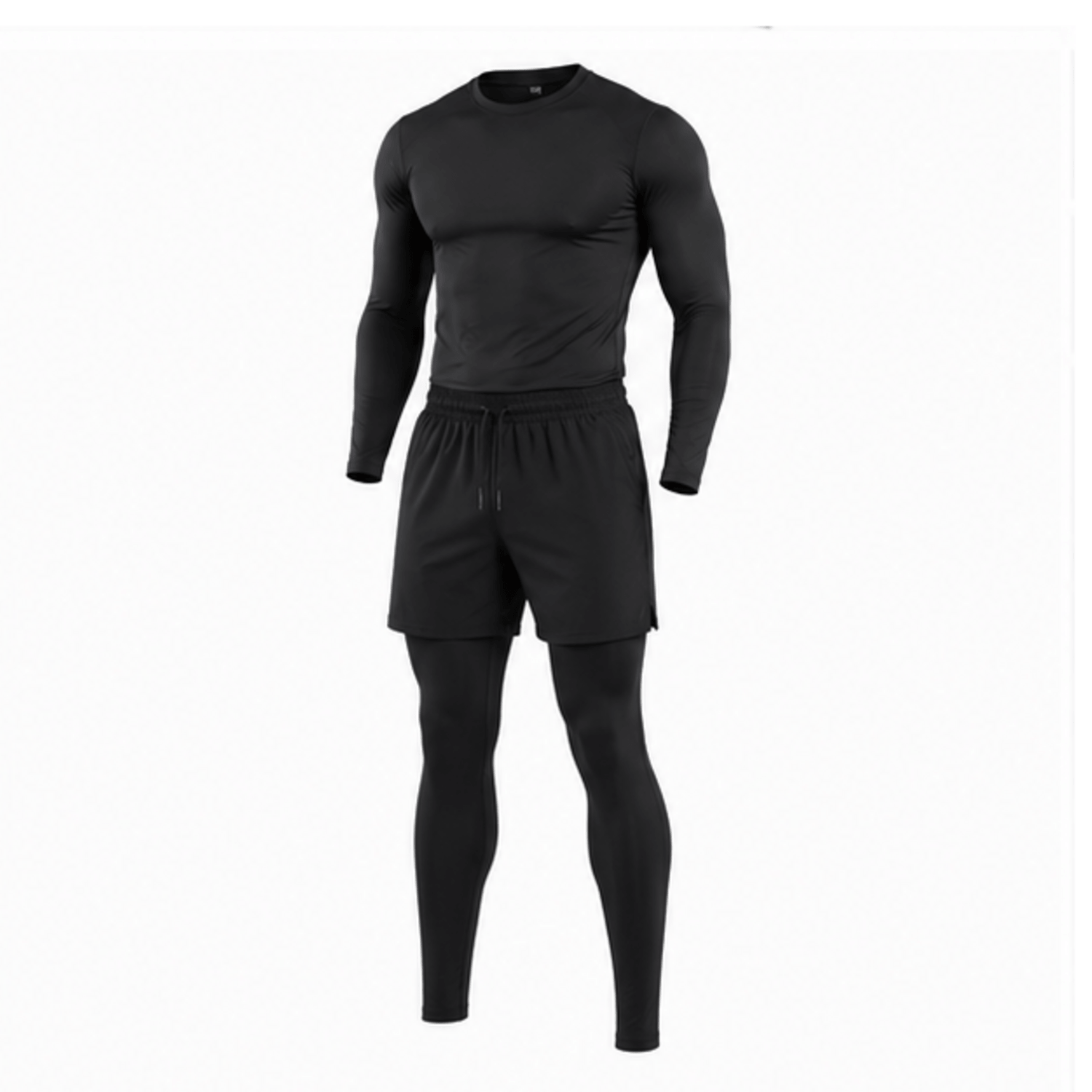 Conjunto Deportivo Hombre 3 Piezas: Polo ML Compresión + Short + Pantalón Licrado - Imagen 6