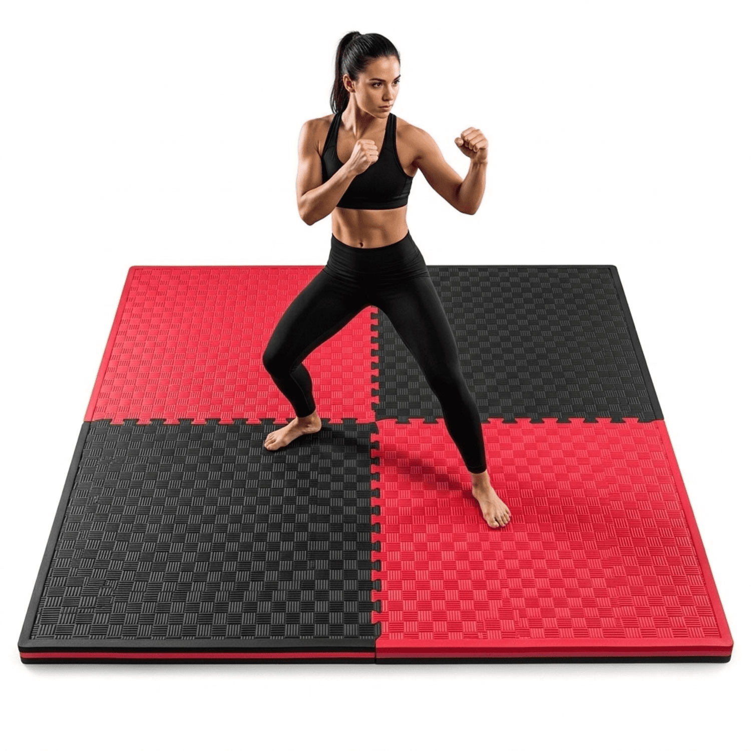 Pisos Tatami EVA Profesional 4m² Pack 4 Piezas Rojo-Negro 2cm