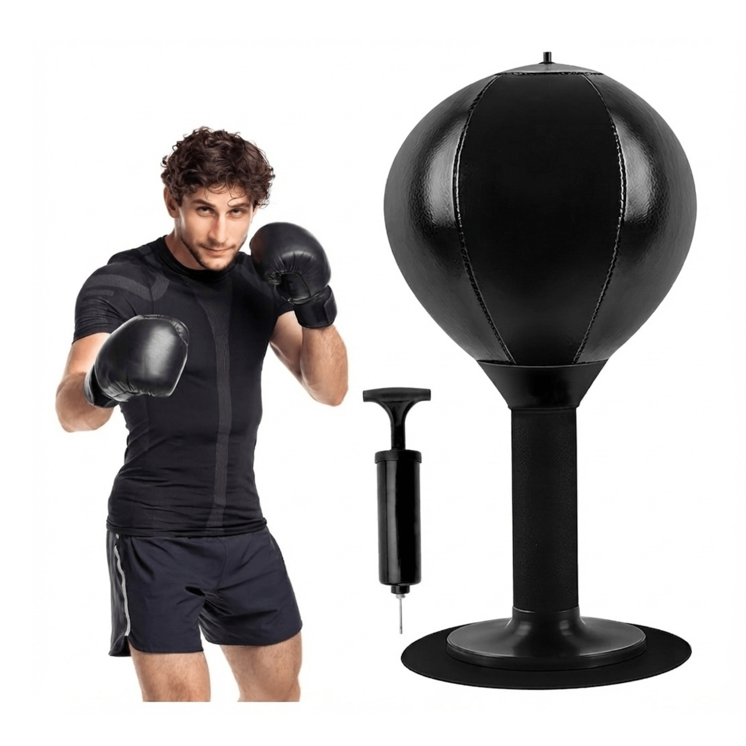 PERA DE BOXEO PORTÁTIL INFLABLE CON VENTOSA BALL BOXING PROFESIONAL ENTRENA EN CASA