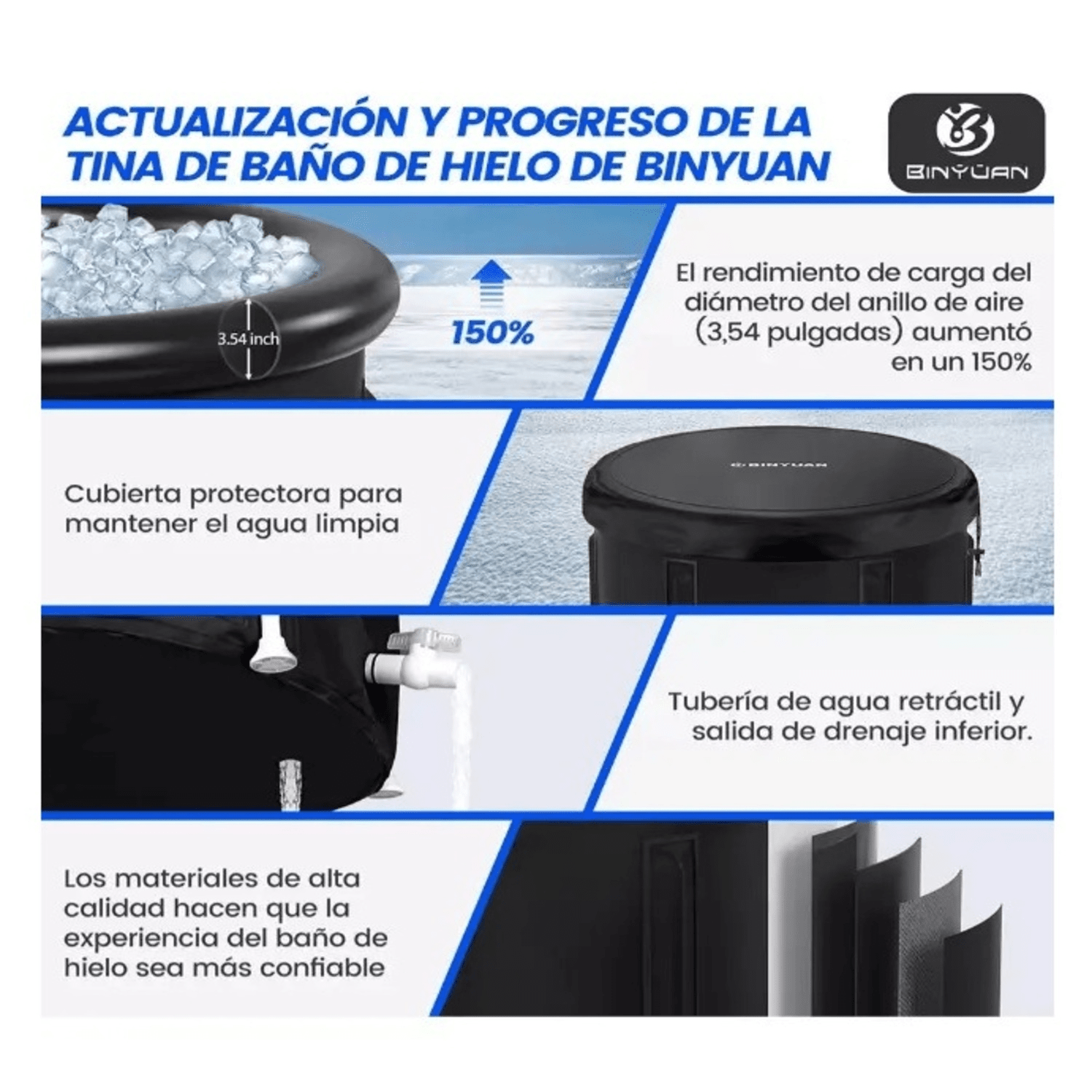 BAÑERA PORTÁTIL PLEGABLE PARA TERAPIA DE HIELO TINA DE CRIOTERAPIA Y RECUPERACIÓN MUSCULAR DEPORTIVA - Imagen 4