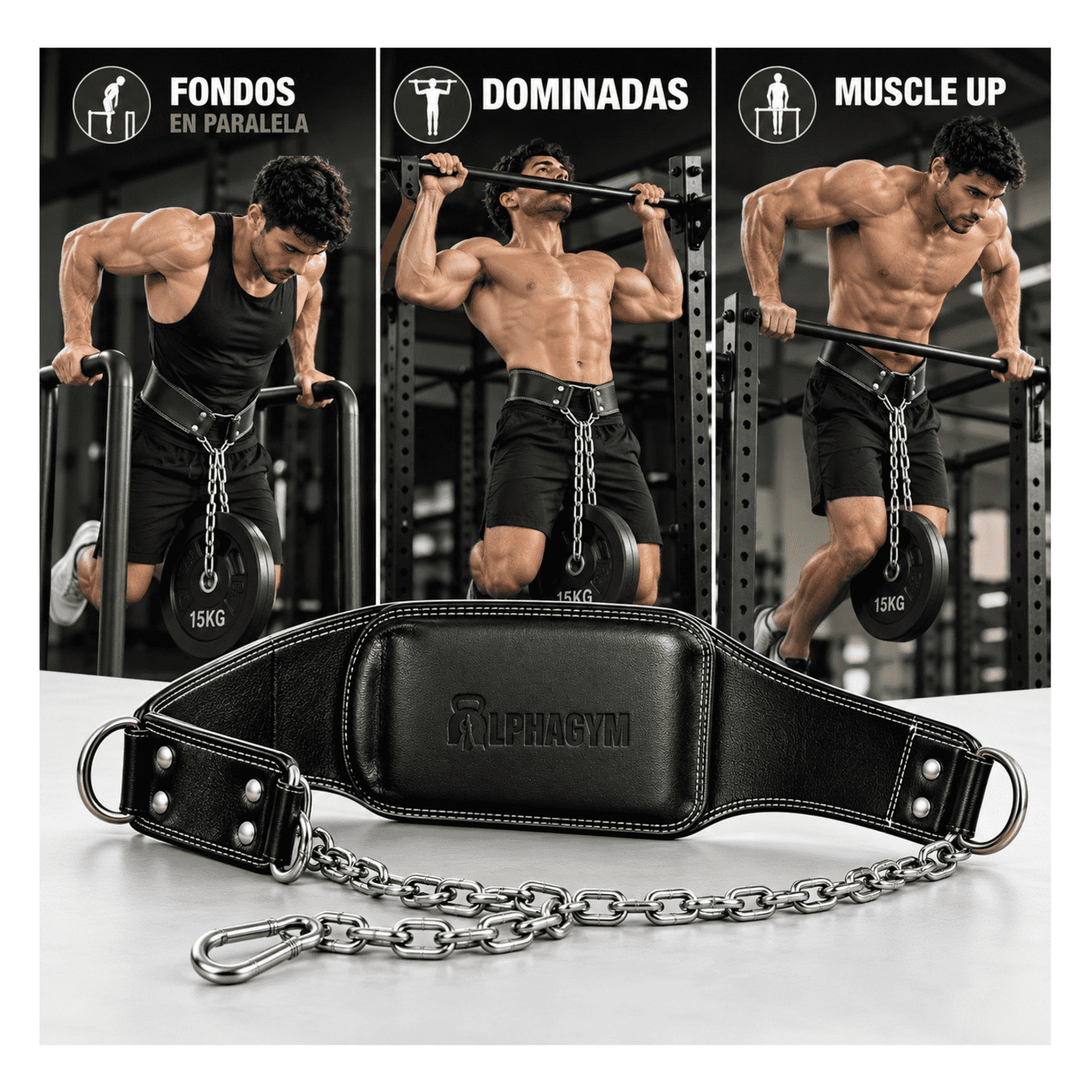 CINTURÓN LASTRADO PARA CALISTENIA Y DOMINADAS CON CADENA DE ACERO - Imagen 5