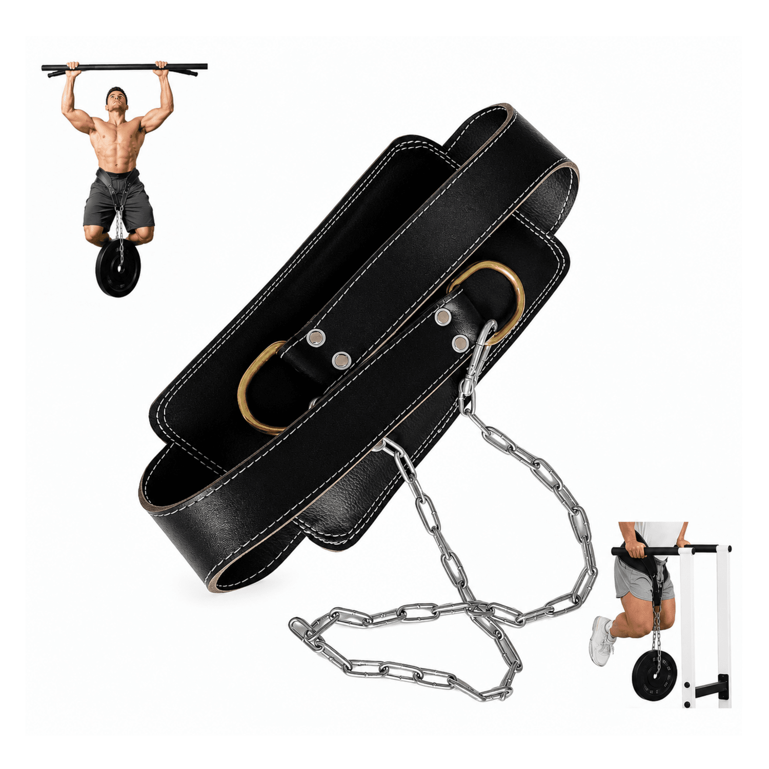 CINTURÓN LASTRADO PARA CALISTENIA Y DOMINADAS CON CADENA DE ACERO - Imagen 3