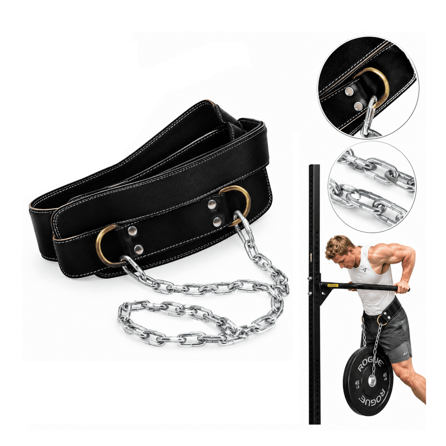 CINTURÓN LASTRADO PARA CALISTENIA Y DOMINADAS CON CADENA DE ACERO - Imagen 2