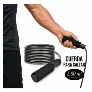 CUERDA DE SALTO PROFESIONAL AJUSTABLE Y CABLE DE ACERO SALTA SOGA ANTIDESLIZANTE PARA QUEMAR CALORÍAS