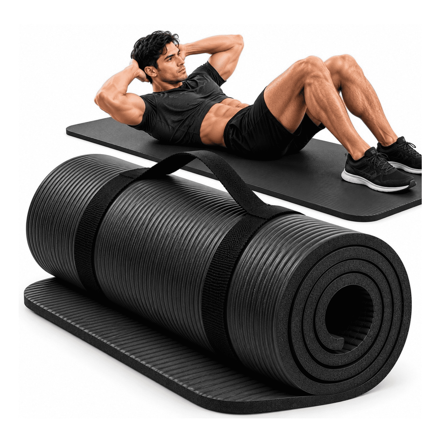 COLCHONETA MAT DE YOGA 15 MM EXTRA GRUESA CON CORREA DE TRANSPORTE EVA DE ALTA DENSIDAD