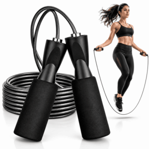 CUERDA DE SALTO PROFESIONAL AJUSTABLE Y CABLE DE ACERO SALTA SOGA ANTIDESLIZANTE PARA QUEMAR CALORÍAS