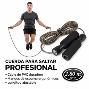 SALTA SOGA PROFESIONAL DE ALTA VELOCIDAD CON CABLE DE ACERO CUERDA DE SALTO AJUSTABLE PARA CROSSFIT Y CARDIO